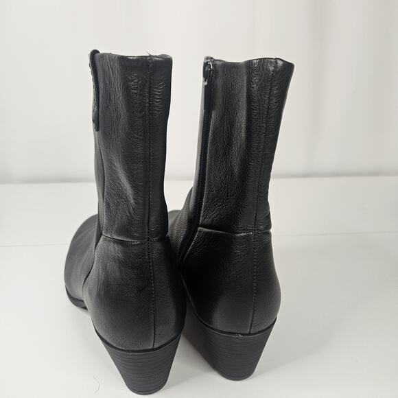 Munro Mid Calf Black Leather Boots Tyler M612781 WM 11 Black Western Booties - Picture 9 of 10